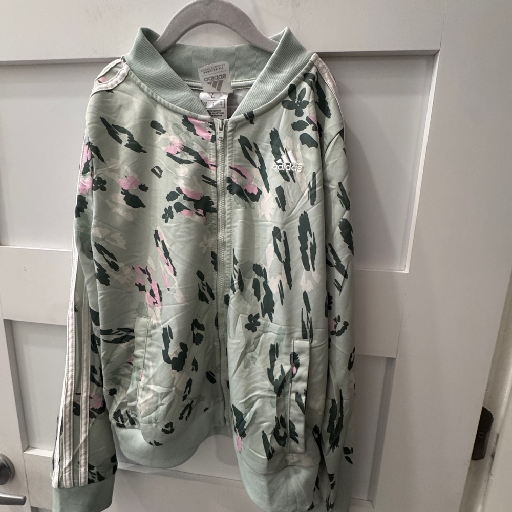 Adidas Mint and Pink Floral Jacket size L